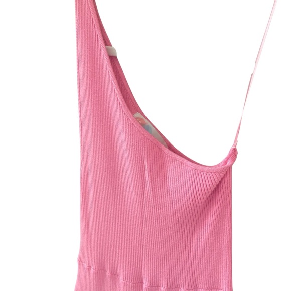 Free People Beach Pink One Shoulder Knit Jumpsuit Women’s Size Small NWT - Picture 6 of 6